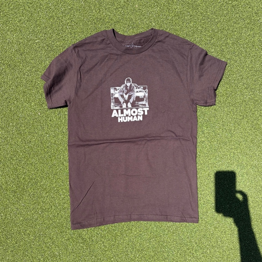 Almost Human Garage Days Brown Graphic T-Shirt Anime JDM Manga Streetwear Mens S